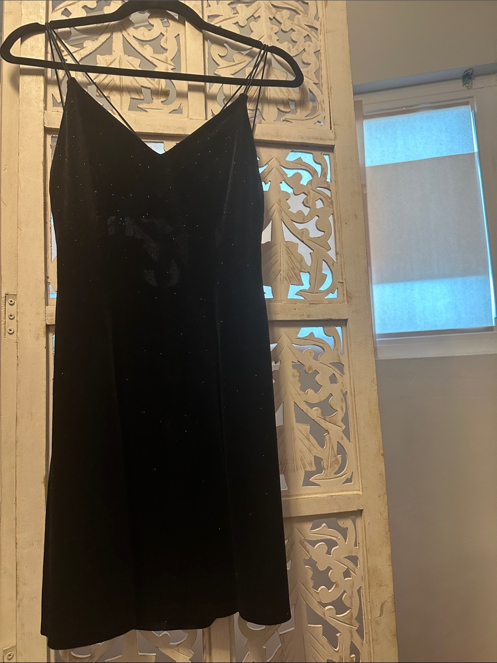 H&M Black Velvet Mini Slip Dress with Sparkle